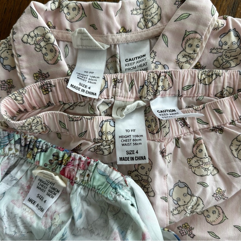 Bundle May Gibbs Floral Fauna Festive Print Dress Pink Pajamas Girl’s Size 4T - Picture 7 of 11